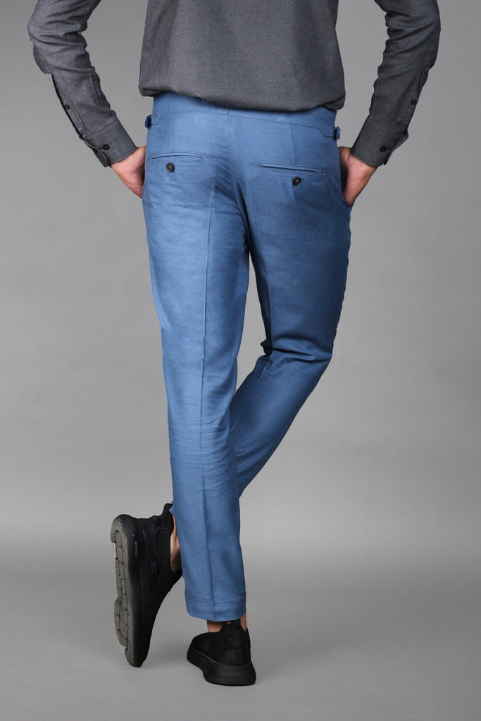 Cobalt Blue Brushed Flannel Trousers