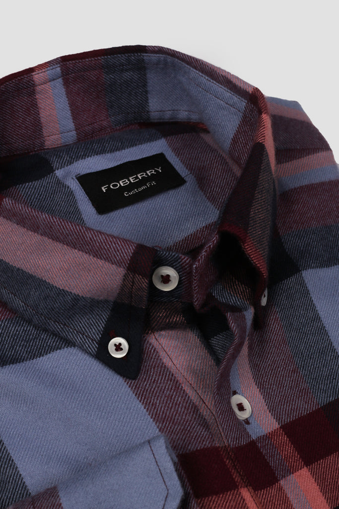 Burgundy Tartan Winter Flannel Shirt