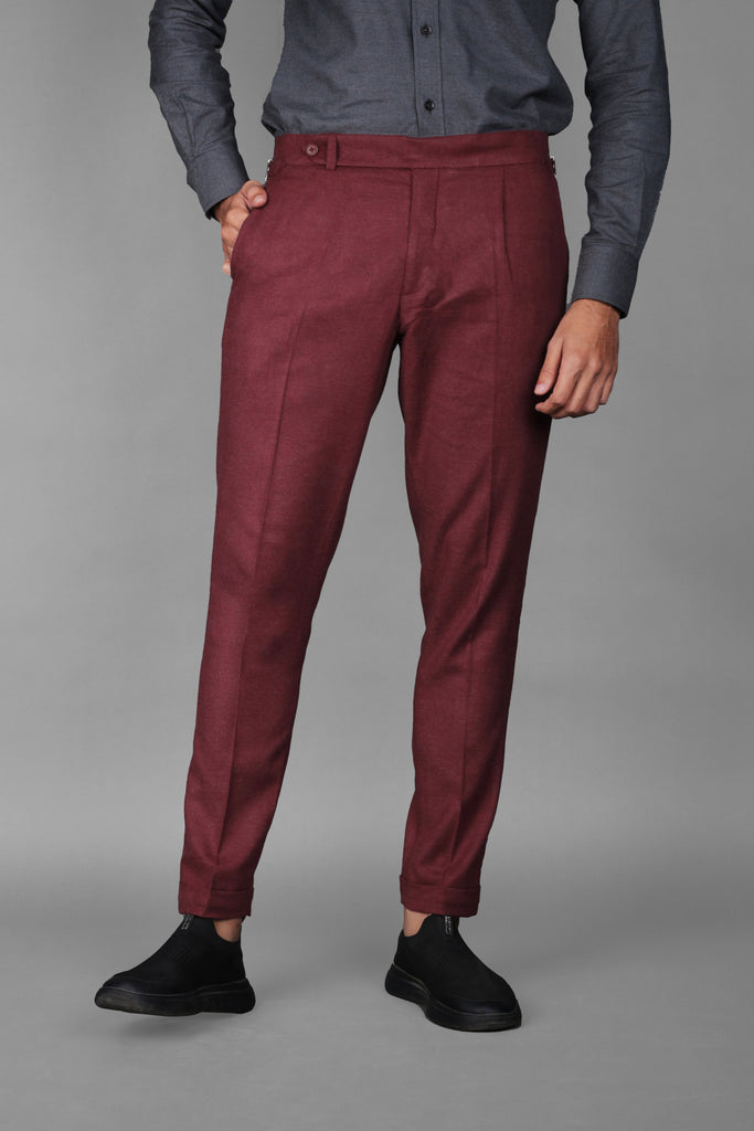 Maroon Brushed Flannel Trousers