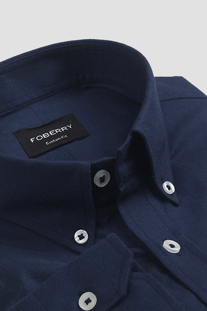 Navy Blue Brushed Winter Flannel Shirt