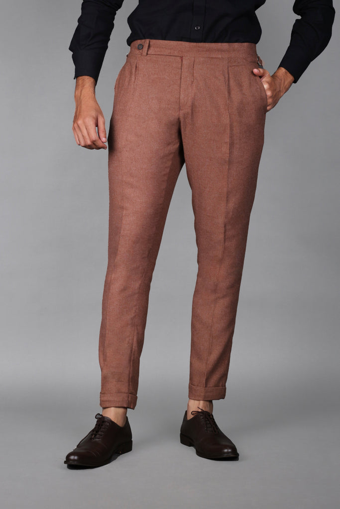 Mocha Brown Brushed Flannel Trousers