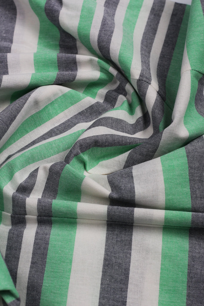 Green Horizontal Striped Linen Shirt Foberry