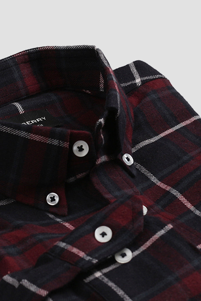 Maroon Blue Tartan Winter Flannel Shirt