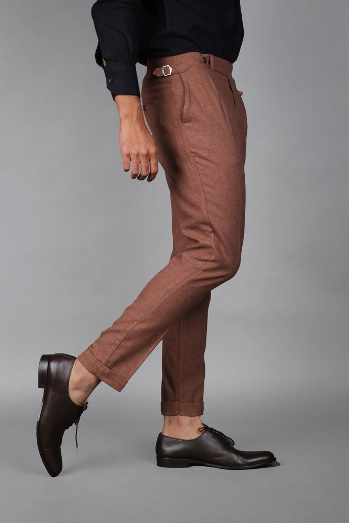 Mocha Brown Brushed Flannel Trousers