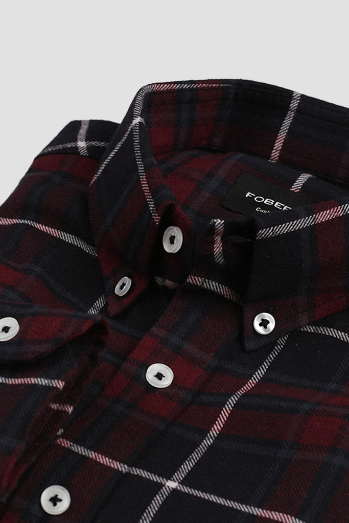 Maroon Blue Tartan Winter Flannel Shirt