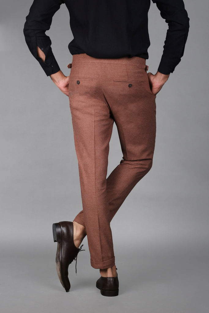 Mocha Brown Brushed Flannel Trousers