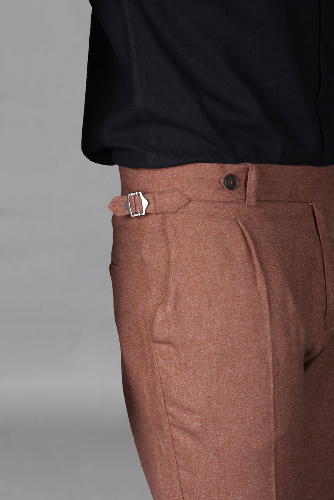 Mocha Brown Brushed Flannel Trousers