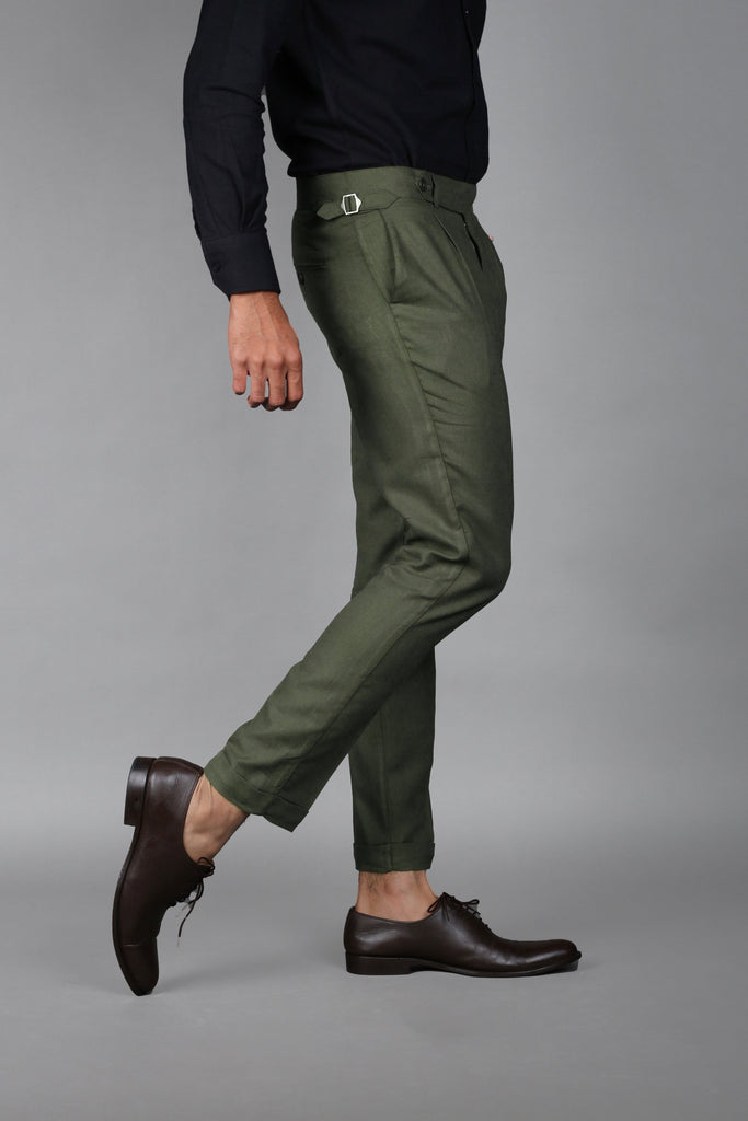 Olive Green Brushed Flannel Trouser