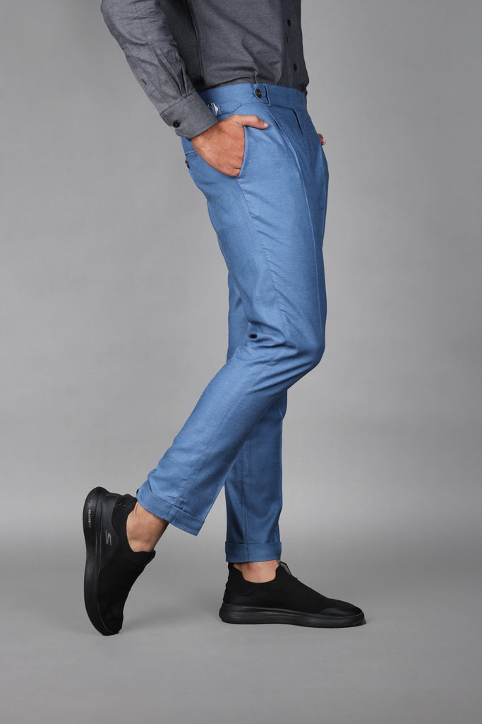 Cobalt Blue Brushed Flannel Trousers