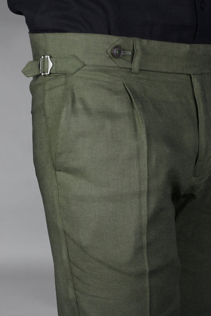 Olive Green Brushed Flannel Trouser