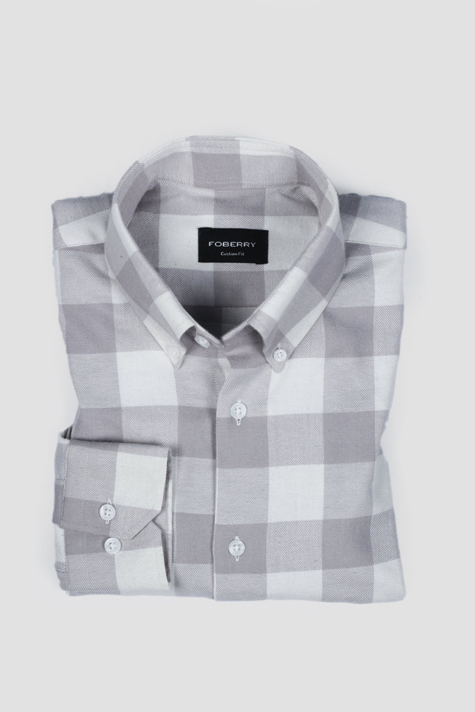 White Gingham Winter Flannel Shirt