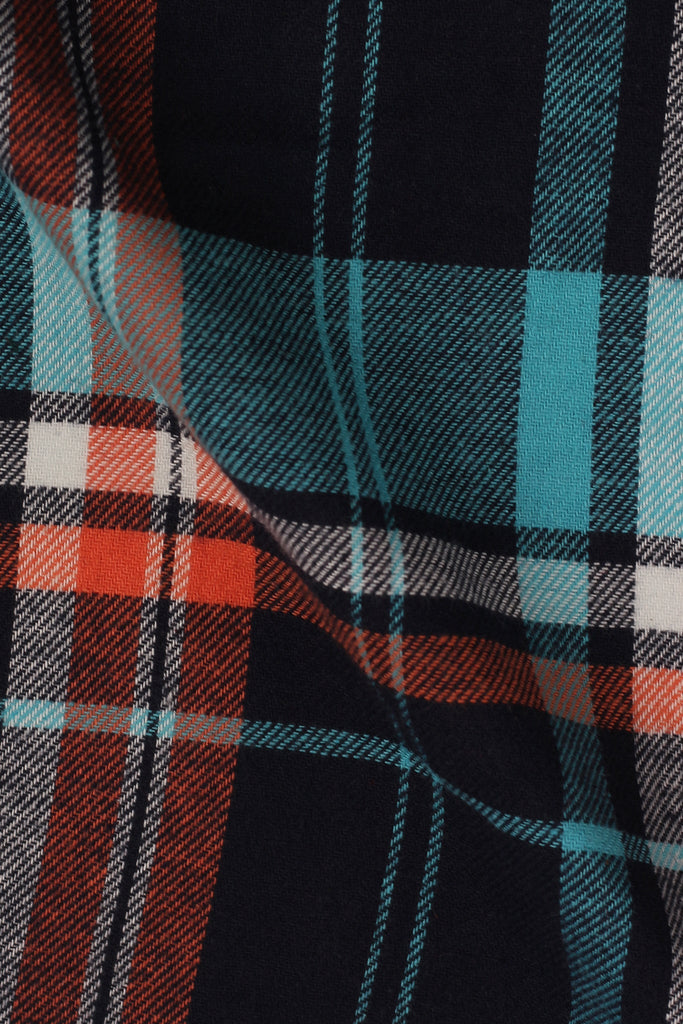 Orange Blue Tartan Winter Flannel Shirt