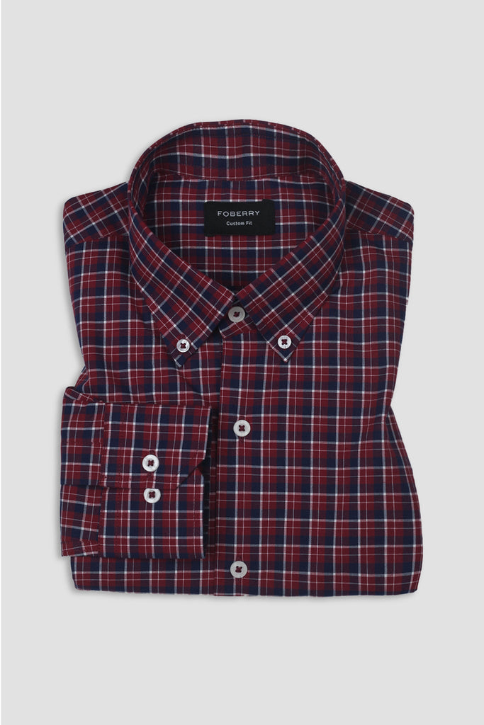 Red And Blue Madras Check Shirt