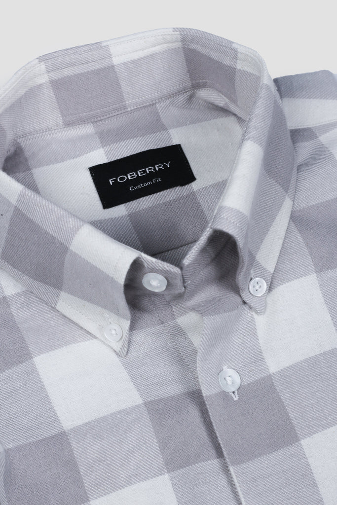 White Gingham Winter Flannel Shirt