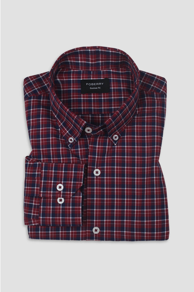 Red And Blue Madras Check Shirt