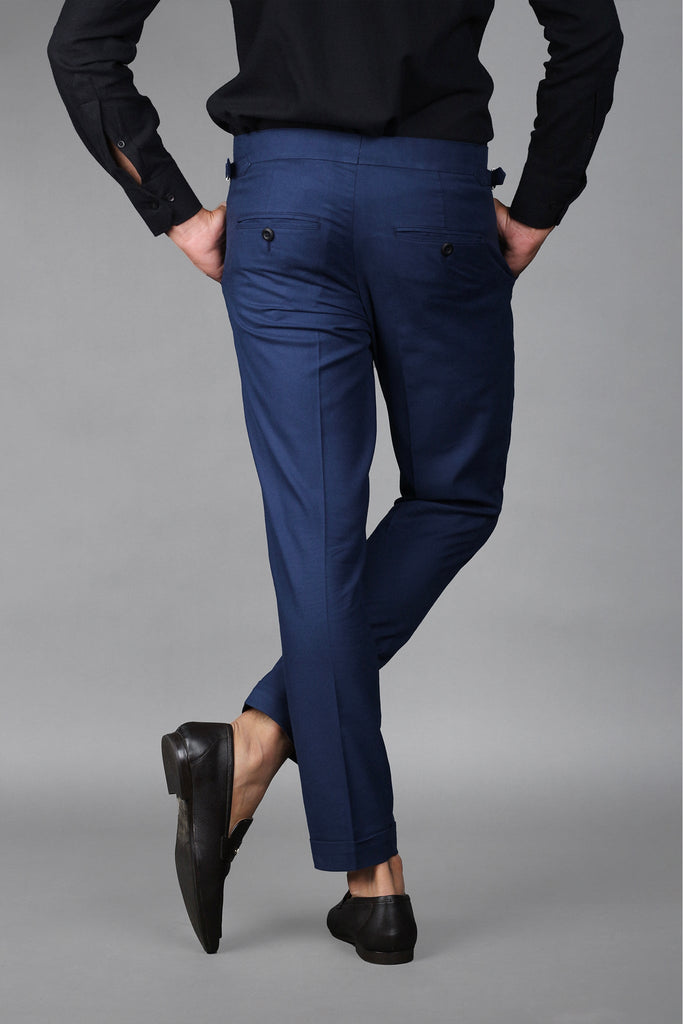 Navy Blue Brushed Flannel Trousers