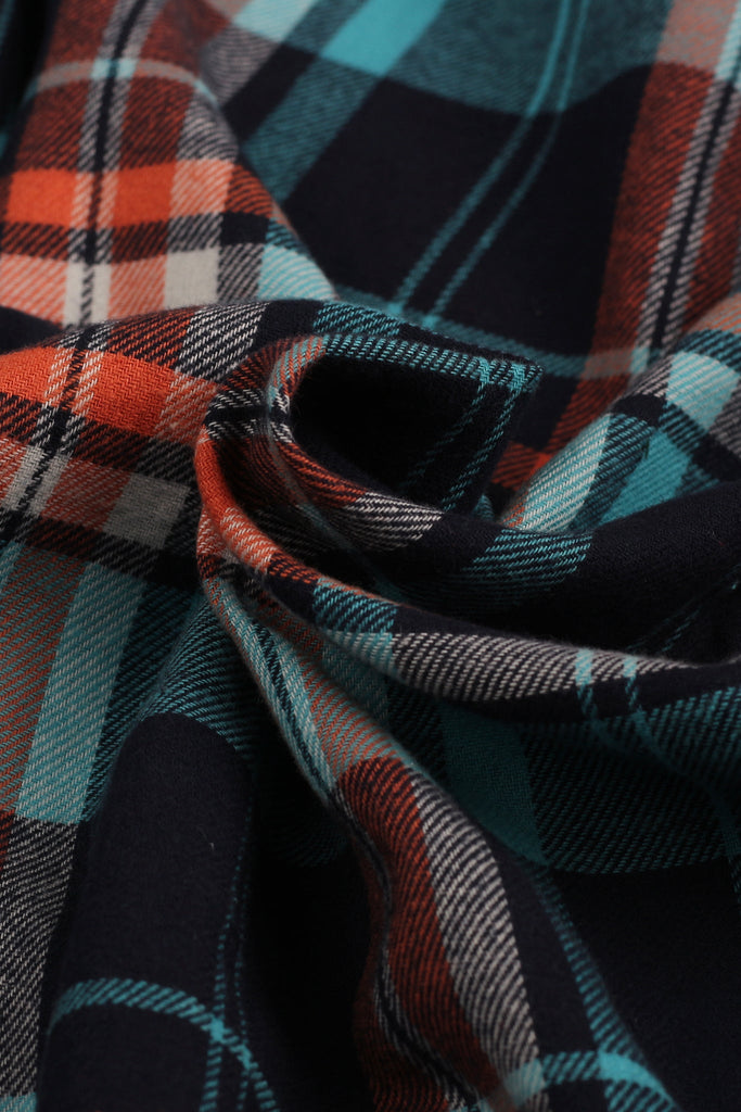 Orange Blue Tartan Winter Flannel Shirt