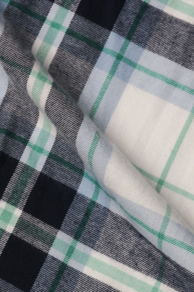 Blue Green Plaid Winter Flannel Shirt