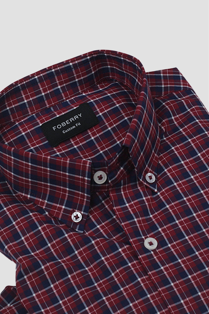 Red And Blue Madras Check Shirt