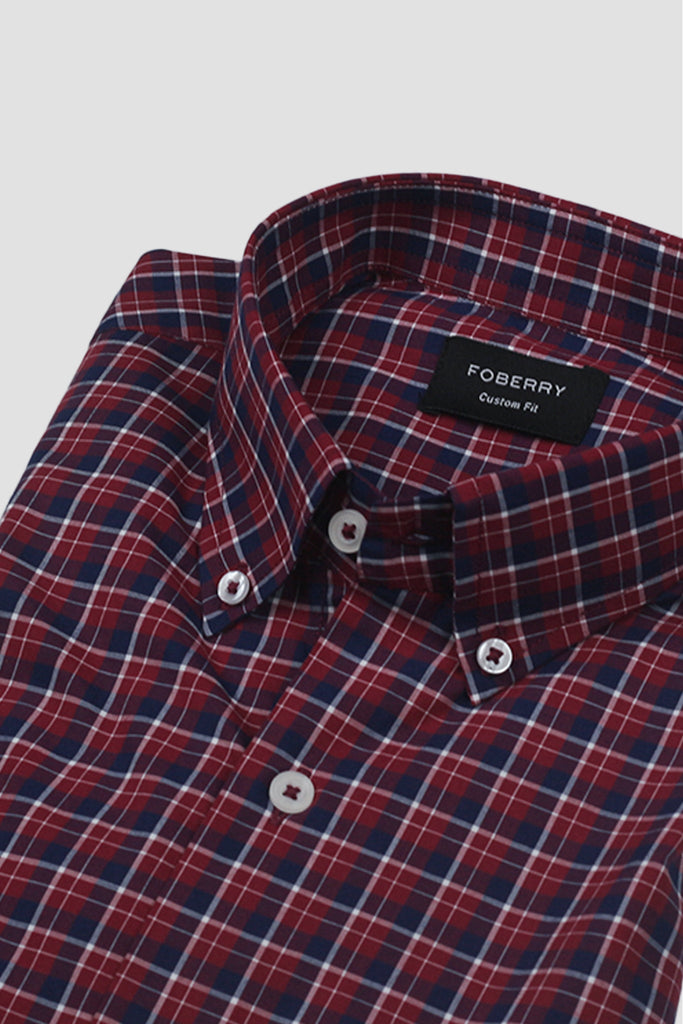 Red And Blue Madras Check Shirt