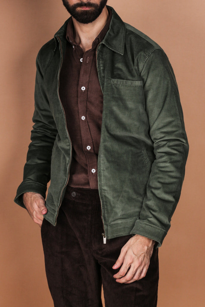 Hunter Green Corduroy Zipper Jacket