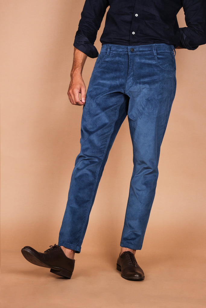 Steel Blue Five Pocket Corduroy Trousers