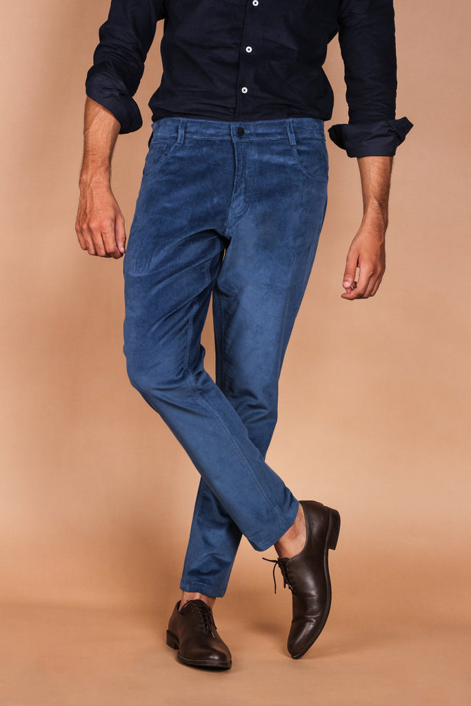 Steel Blue Five Pocket Corduroy Trousers