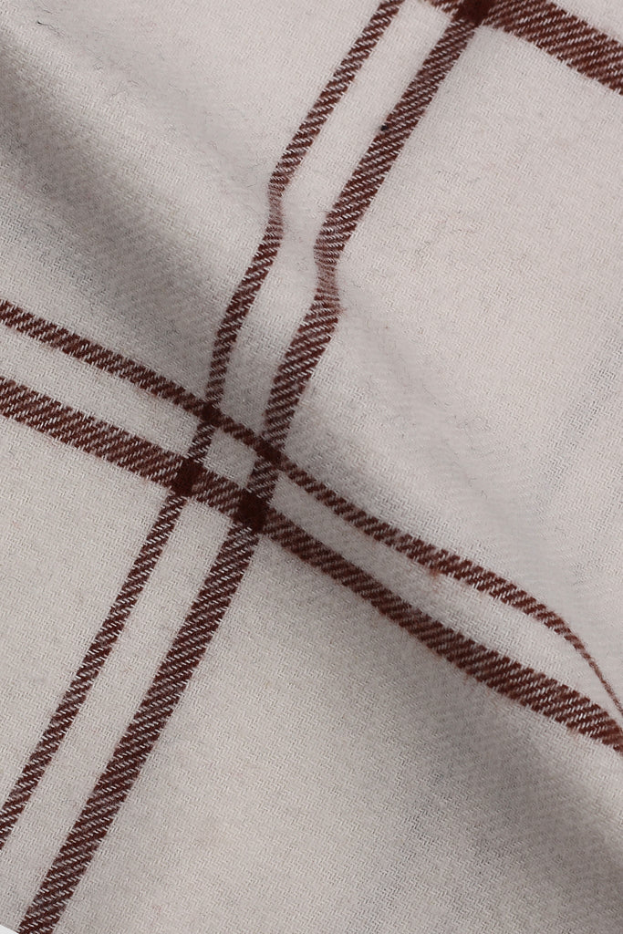 Brown White Tartan Brushed Flannel Shirt