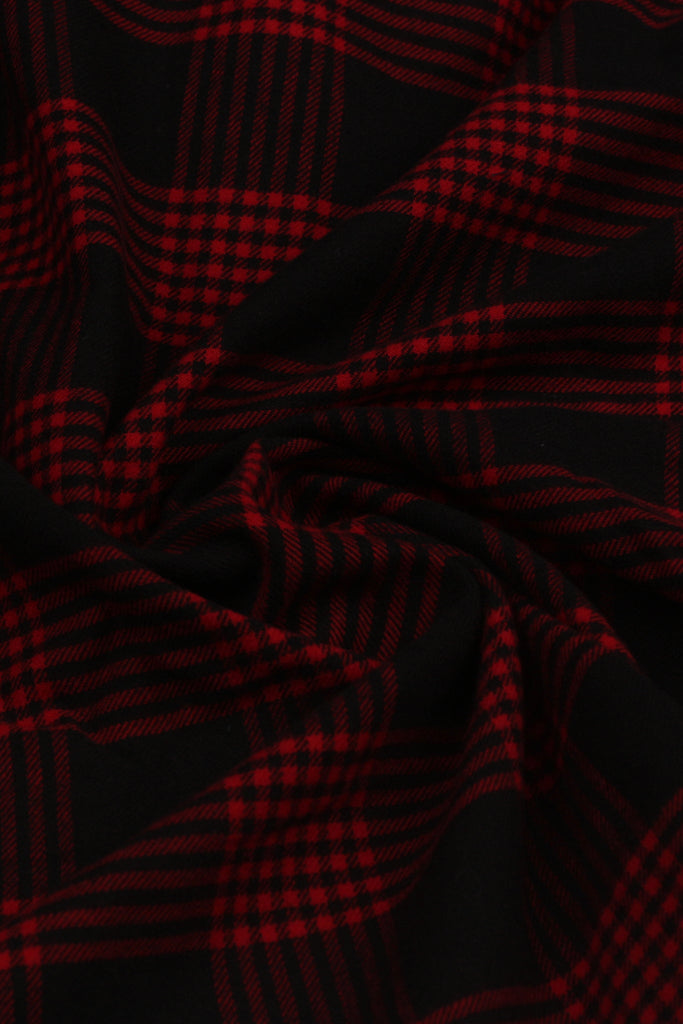 Maroon Black Checkered Flannel Shirt