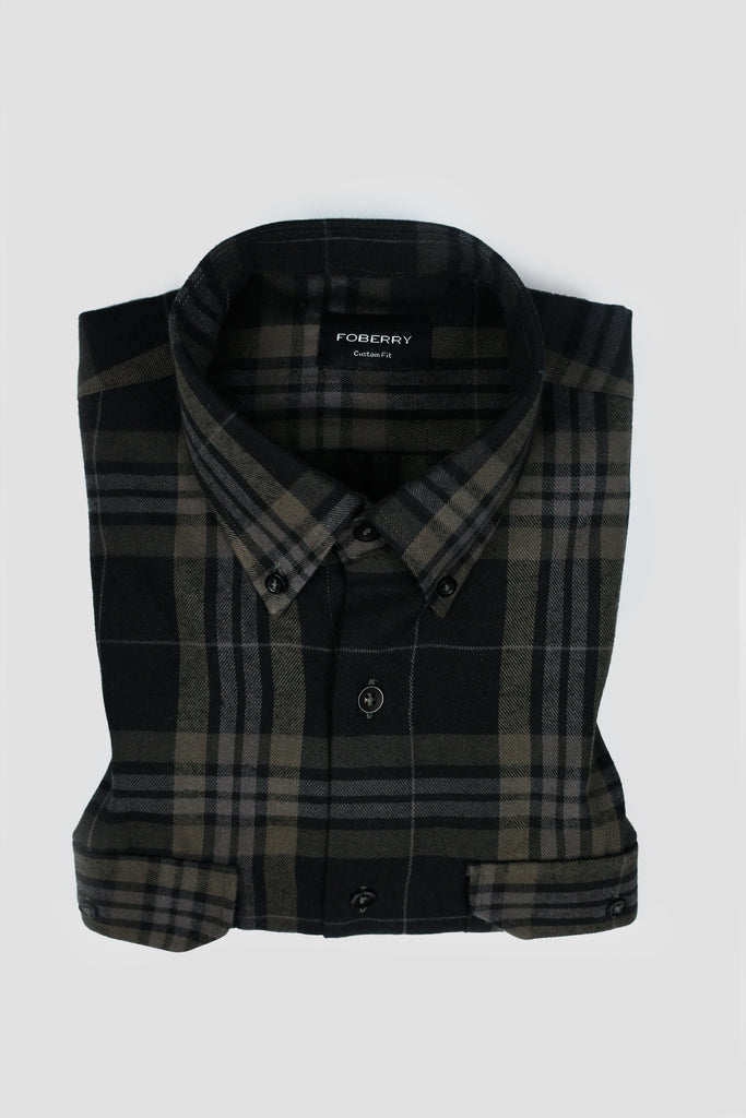 Steel Green Checkered Flannel Shirt