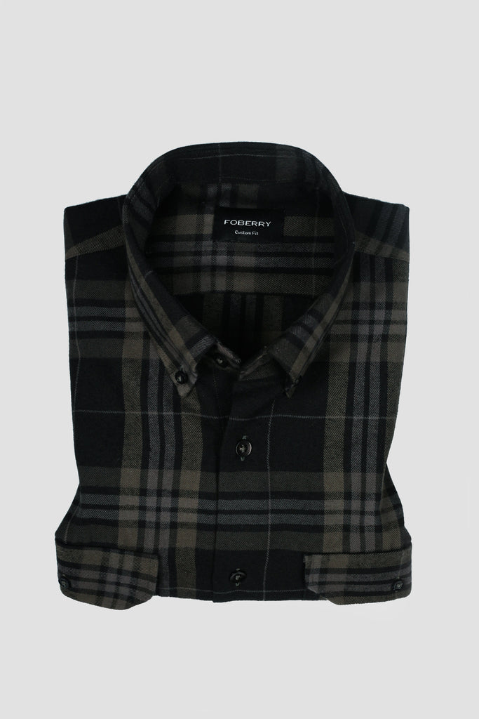 Steel Green Checkered Flannel Shirt