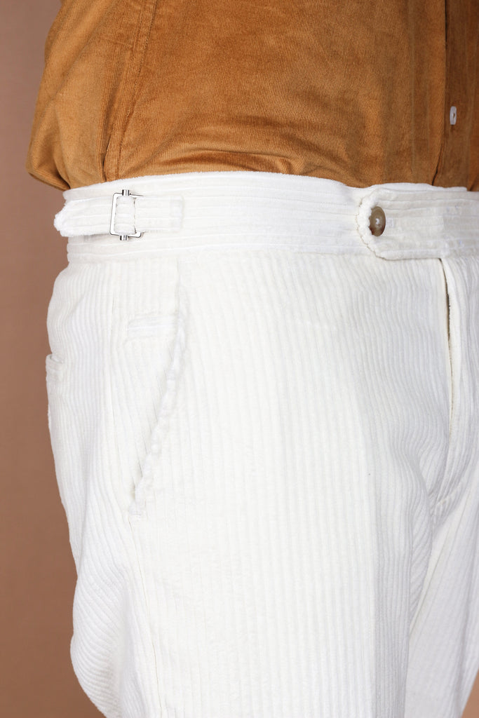 White Wide Wale Corduroy Trousers