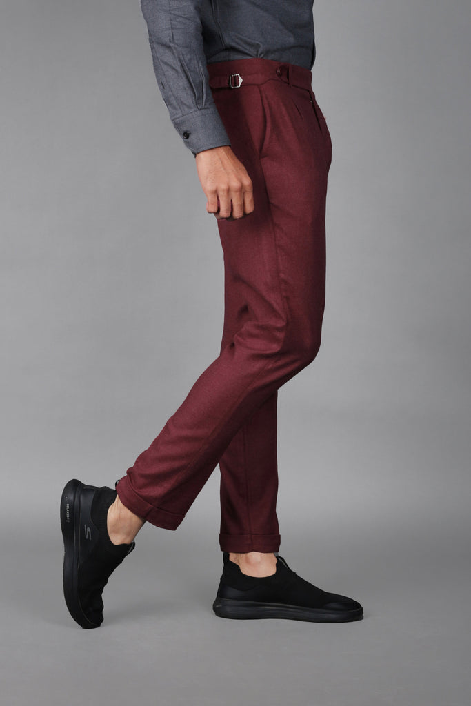 Maroon Brushed Flannel Trousers