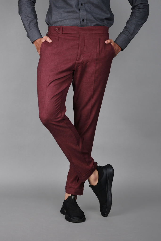 Maroon Brushed Flannel Trousers