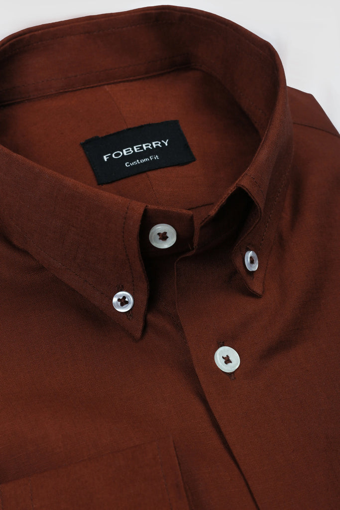 Burgundy Irish Linen Shirt - Foberry