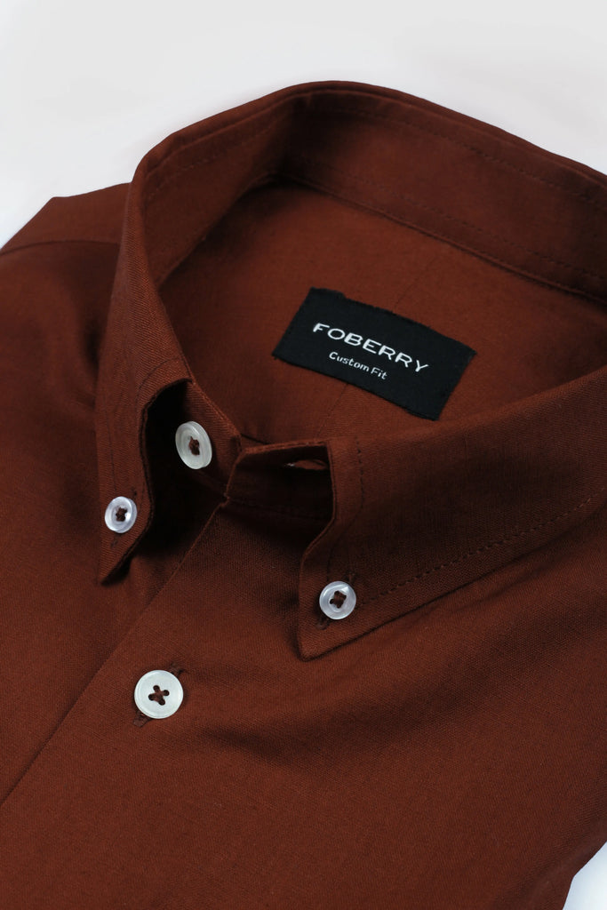 Burgundy Irish Linen Shirt - Foberry