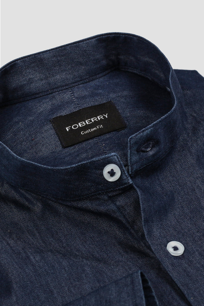 Denim Rinse Wash - Band Collar Shirt