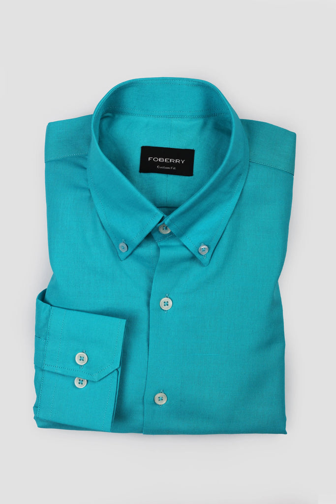 Turquoise Blue Italian Linen Shirt - Foberry