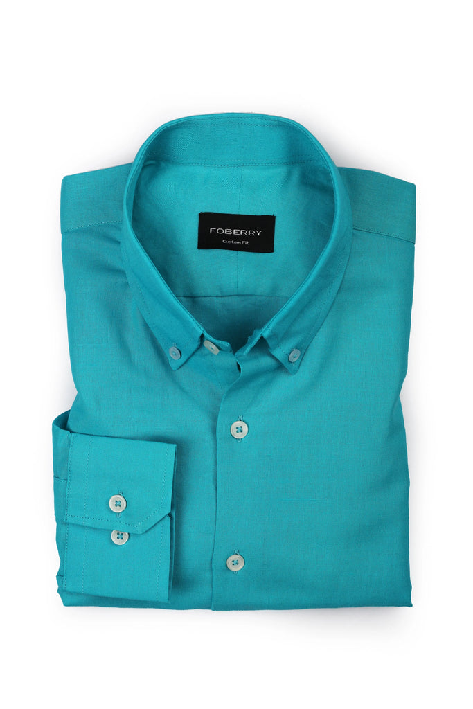 Turquoise Blue Italian Linen Shirt - Foberry