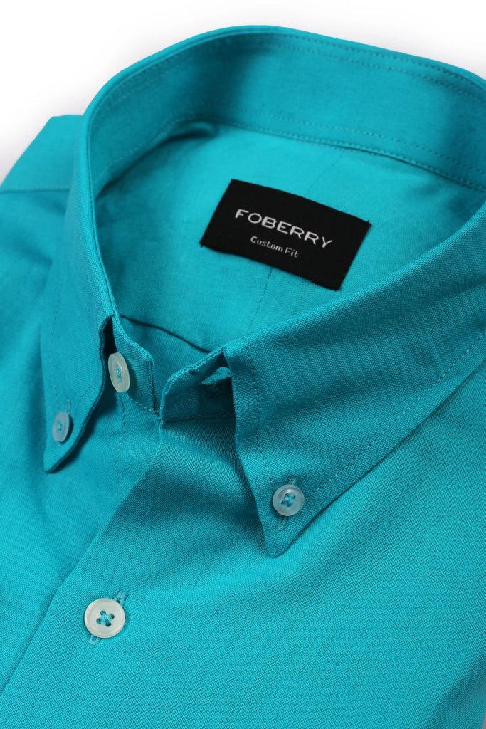 Turquoise Blue Italian Linen Shirt - Foberry