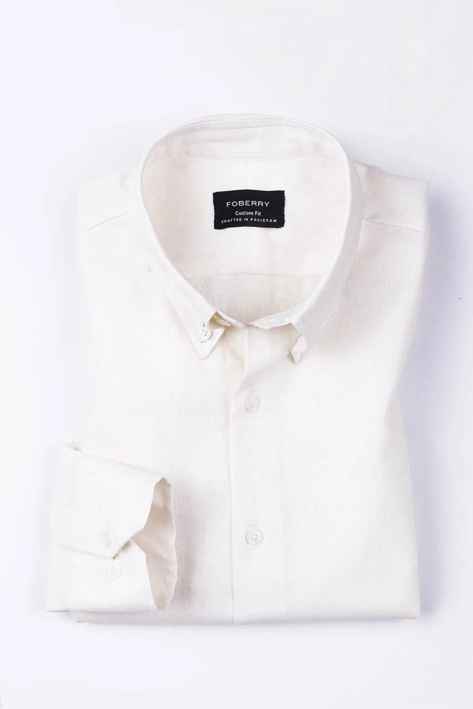 Ivory White  Linen Shirt Foberry