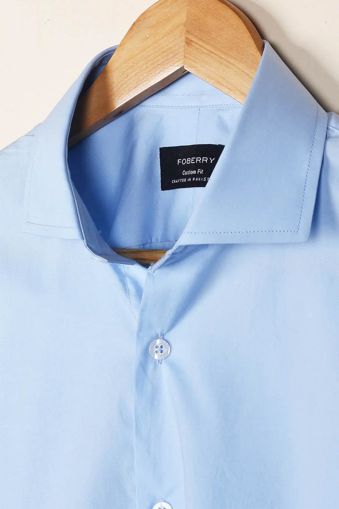 Sky Blue Poplin Shirt Foberry