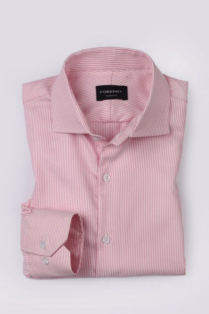 Pink Structured Stripes Shirt Foberry