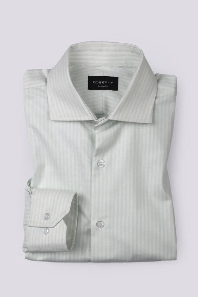 Soft Green Oxford Stripes Shirt Foberry