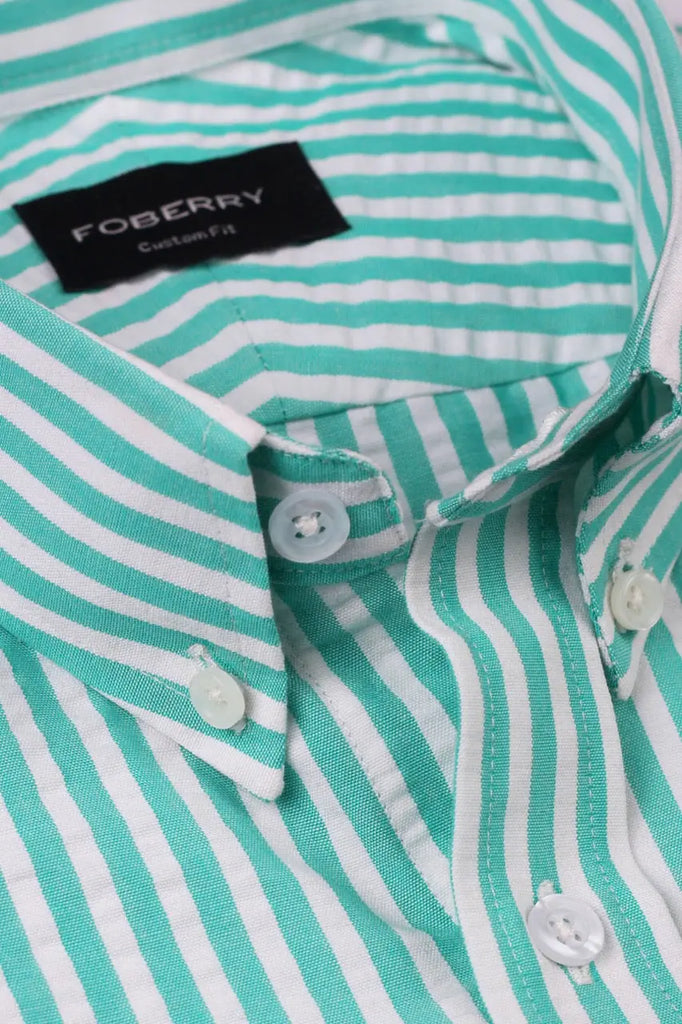 Green Seersucker Bangle Striped Shirt Foberry