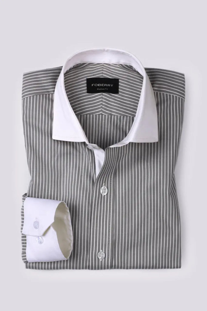 Slate Grey Striped Shirt Foberry