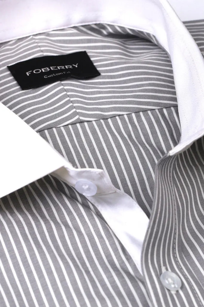 Slate Grey Striped Shirt Foberry