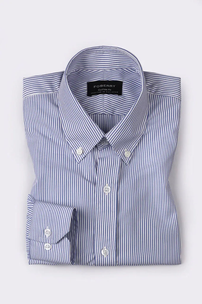 Soft Blue Pen Stripes Shirt Foberry