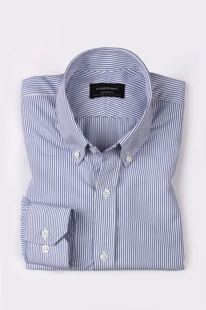 Soft Blue Pen Stripes Shirt Foberry