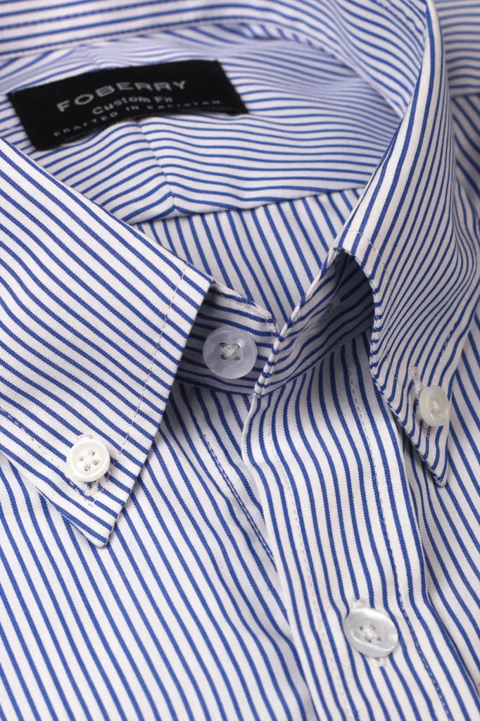 Soft Blue Pen Stripes Shirt Foberry